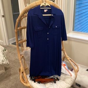 Persifor navy blue cotton button down dress